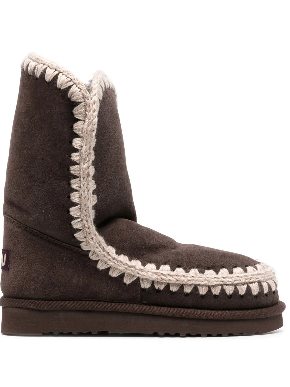 Mou logo-patch suede boots - Brown | Farfetch Global