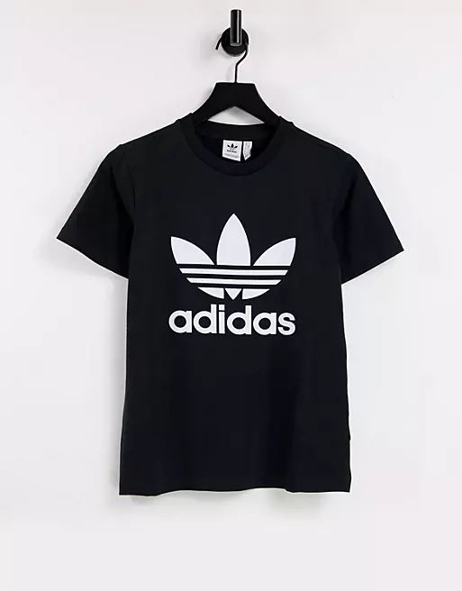 adidas Originals adicolor large treofoil T-shirt in black | ASOS (Global)