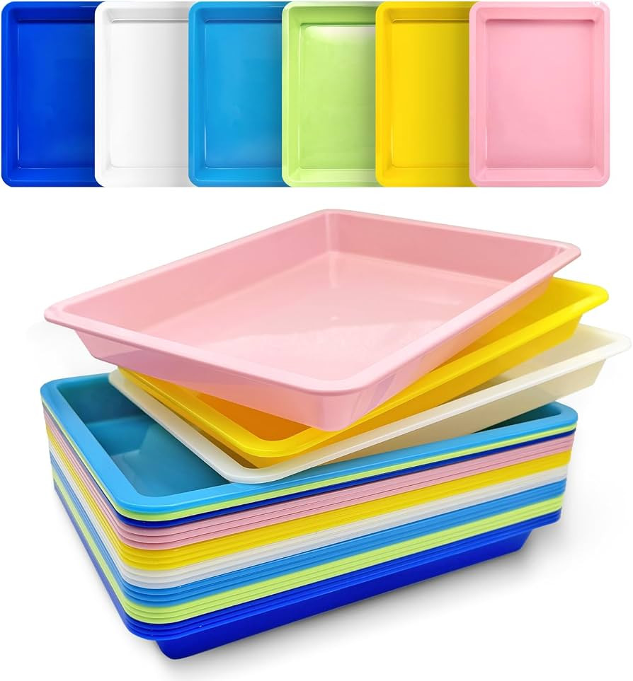 24 Pack Plastic Art Craft Trays, Multicolor Activity Sensory Sand Puzzle Sorting Trays, Bulk Stac... | Amazon (US)