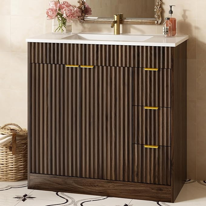 36" Bathroom Vanity with Sink Modern Walnut | Amazon (US)