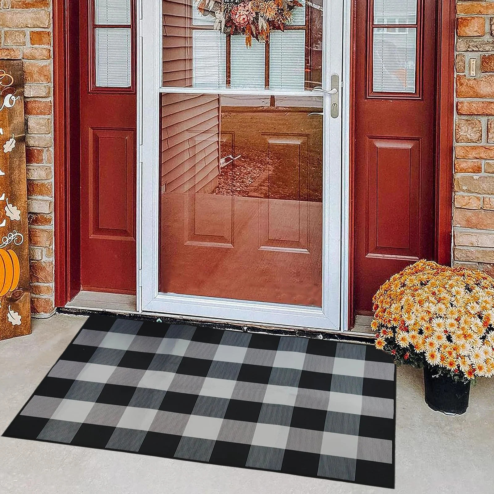 Coollooc Cotton Buffalo Plaid Rug, 3x5 Black and White Check Outdoor Rug Front Door Decorative Ma... | Walmart (US)
