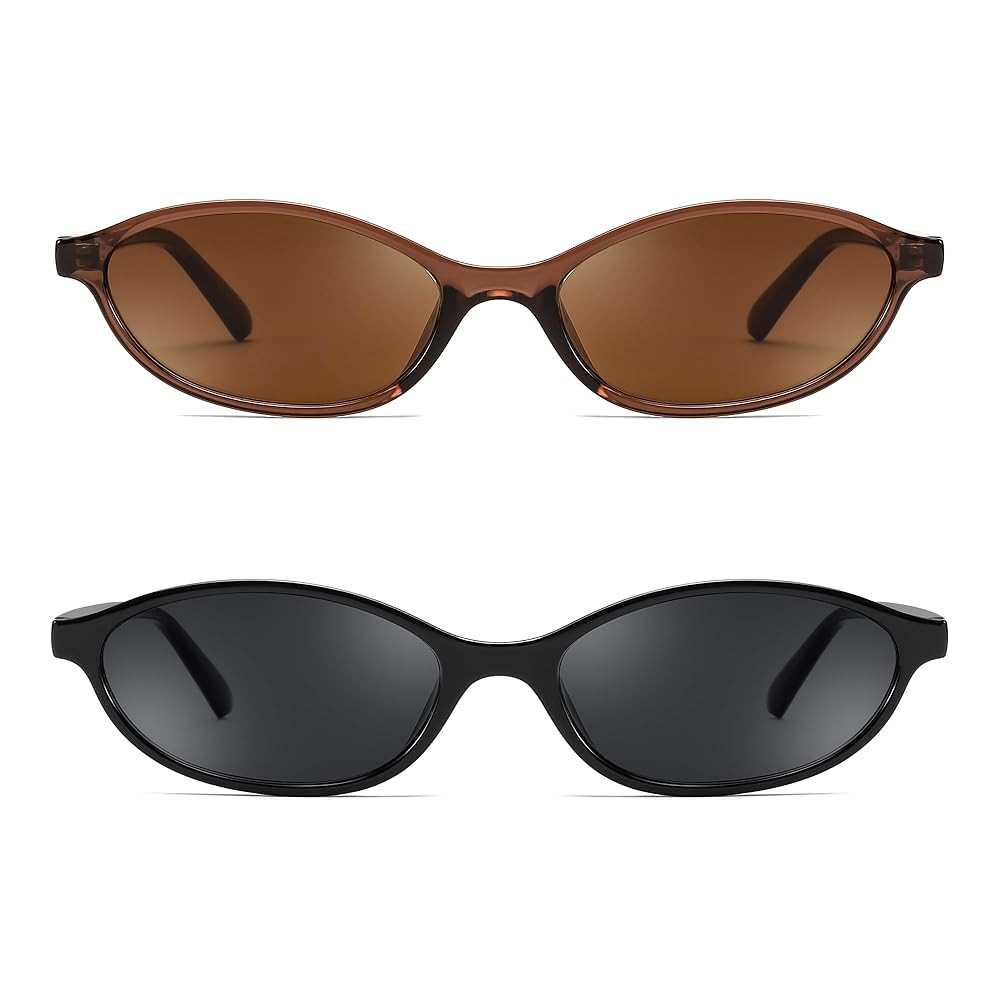 FEISEDY Retro Oval Cat Eye Sunglasses for Women 90s Narrow Lightweight Shades Y2k Trendy Sunnies ... | Amazon (US)