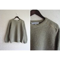 90S Sage Green Wool Sweater, Vintage Fishermen Burberrys Crew Neck Thick Knit Pullover Sweater Men's | Etsy (US)