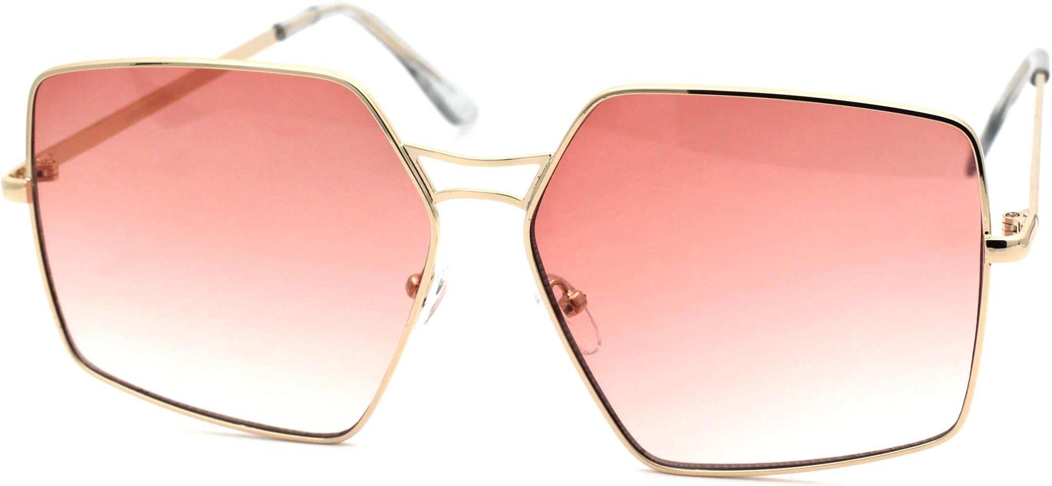 Womens Octagonal Square Metal Rim Butterfly Oversize Sunglasses | Amazon (US)