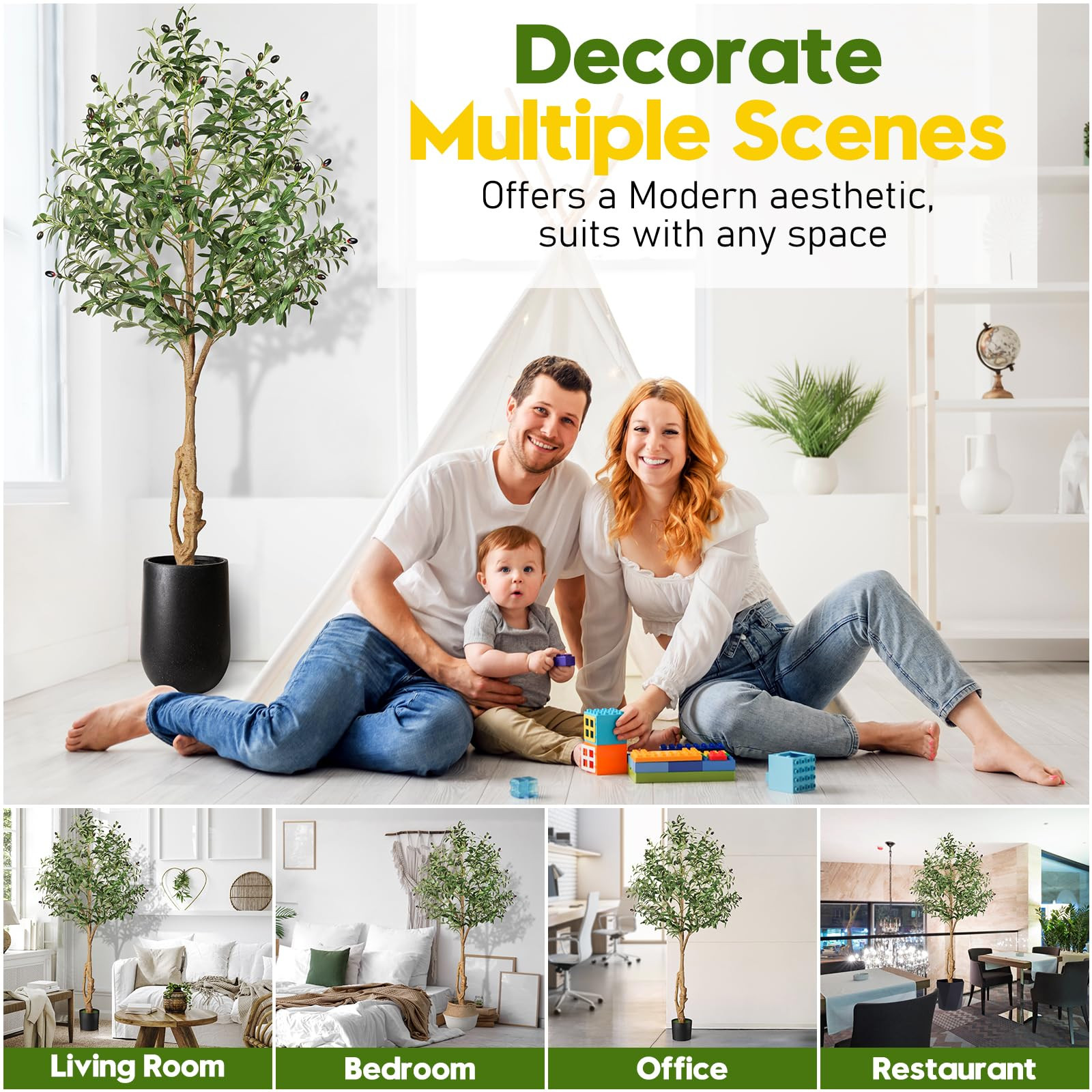 Artificial Olive Trees 6ft, Faux Faux Olive Tree Indoor with Realistic Tall Fake Plant Tree Trunk... | Amazon (US)