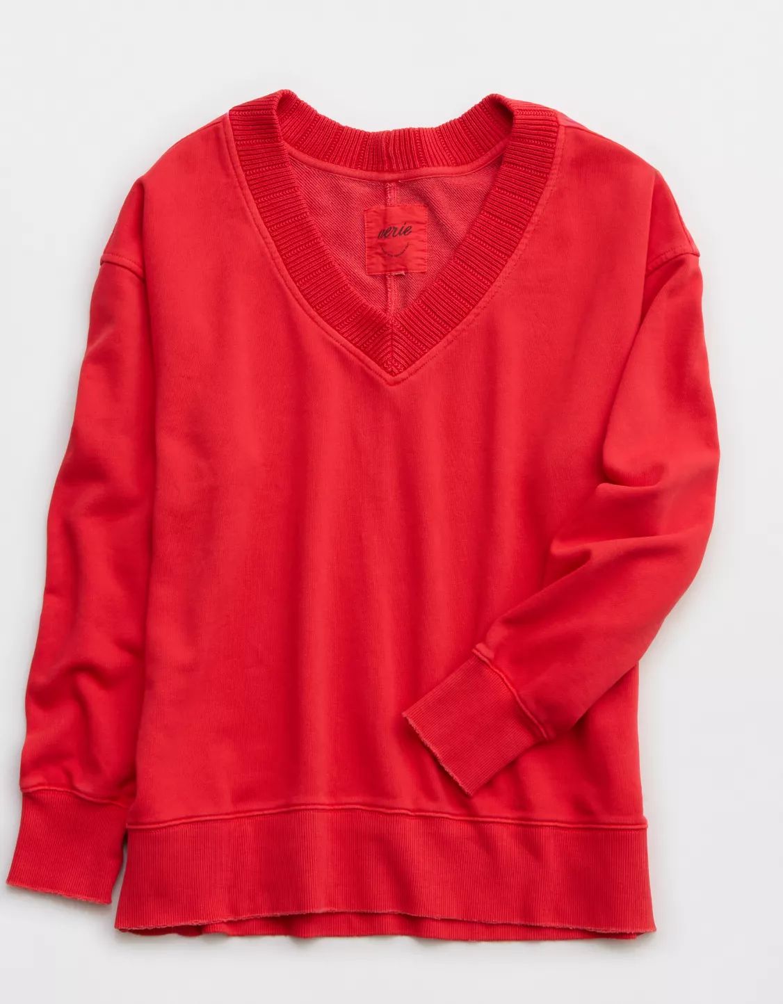 Aerie Sweater Trim V-Neck Sweatshirt | American Eagle Outfitters (US & CA)