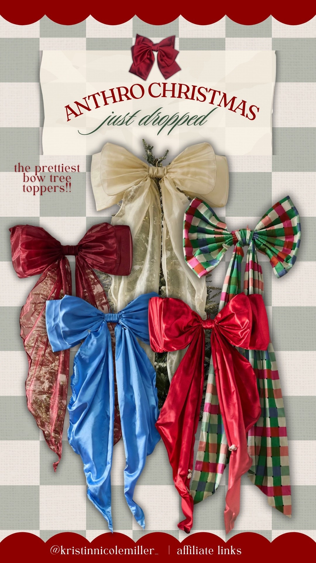 The prettiest bow tree toppers from Anthropologie for Christmas!!! 🎄 

Seasonal new just dropped vintage bows colorful blue red white plaid gingham green

#LTKHome #LTKSeasonal #LTKdayinmylife