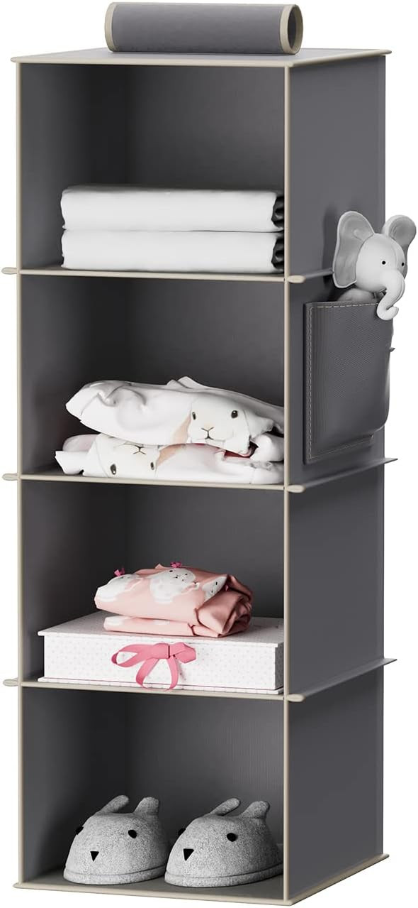 YOUDENOVA Hanging Closet Organizer, 4-Shelf Closet Hanging Storage Shelves, Grey | Amazon (US)
