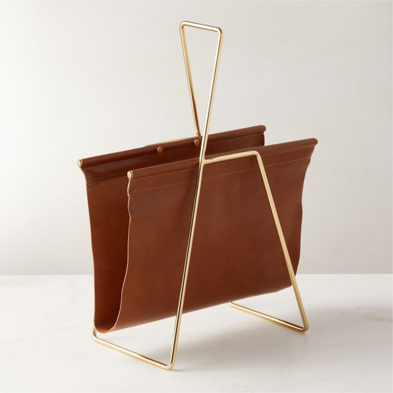 Fallon Leather Magazine Rack + Reviews | CB2 | CB2