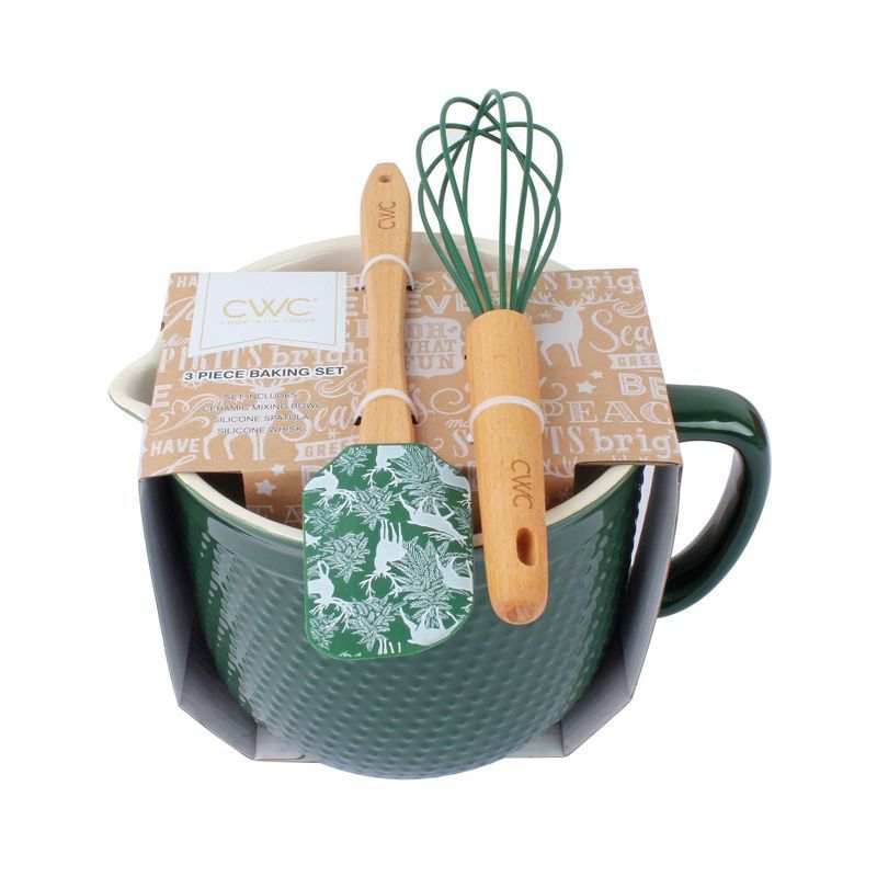 3pc Ceramic Mixing Bowl and Utensil Set Green - Cook With Color | Target