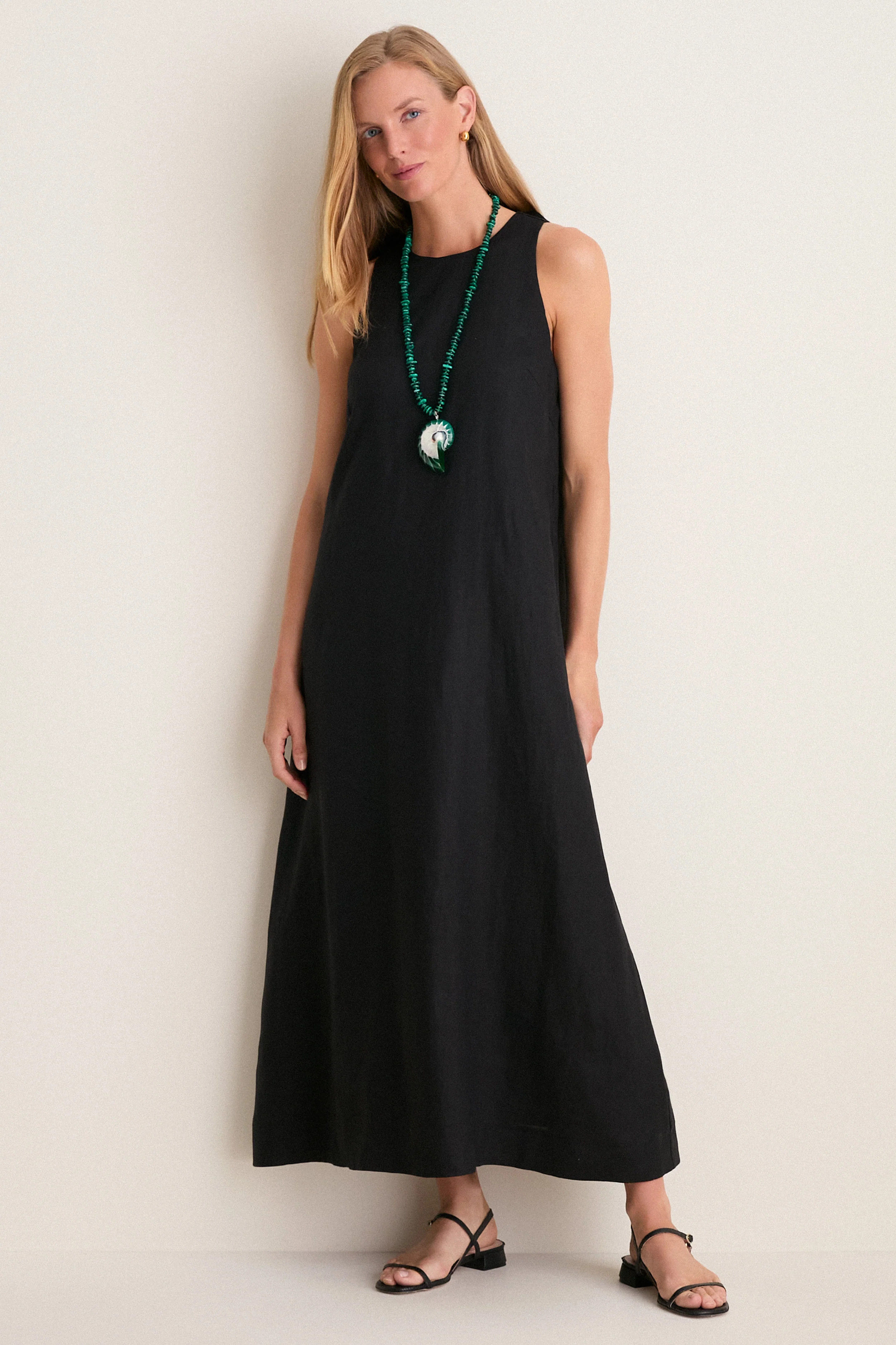 Black Linen Portia Dress | Tuckernuck (US)