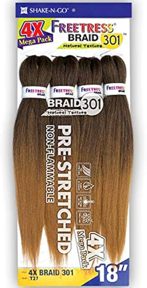 Freetress Synthetic Mega Pack Braids - 4X BRAID 301 18" (1B Off Black) | Amazon (US)