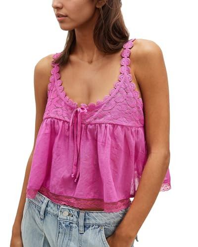 Gacaky Womens Summer Boho Lace Tank Top Casual Beach Vacation Y2k Tops Fashion Crop Tops Clothes ... | Amazon (US)