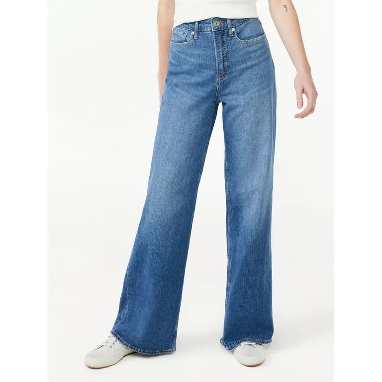 Free Assembly Women's Super High Wide Leg Jeans, 33” Inseam for Regular, Sizes 0-18 | Walmart (US)