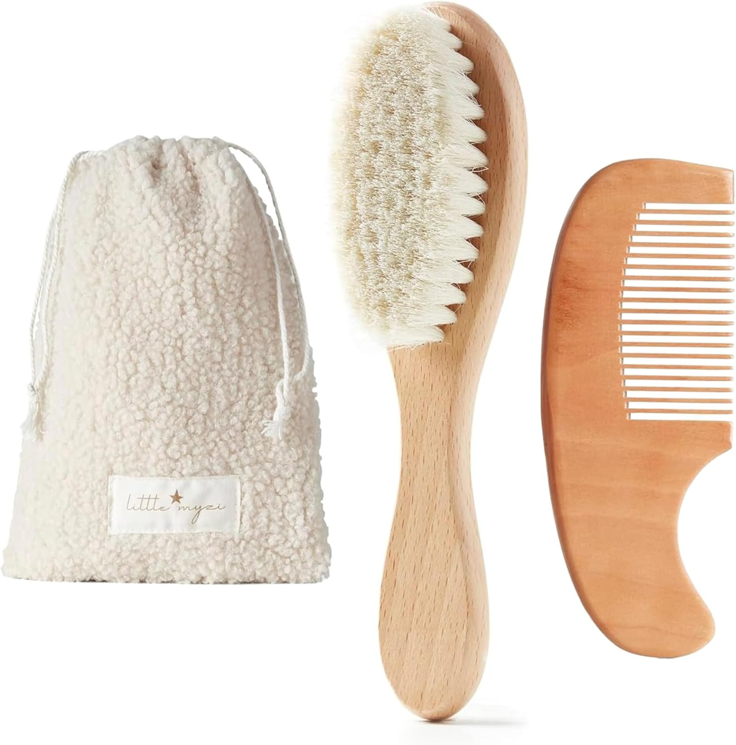 MYZI Baby Hair Brush Set – Baby Brush and Comb Set Newborn, Baby Comb and Brush Set Boy and Gir... | Amazon (US)
