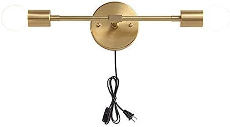 KCO Lighting Gold Plug in Wall Sconce Mid Century Modern Wall Lamp Mounted Sconce 2-Light Minimal... | Amazon (US)