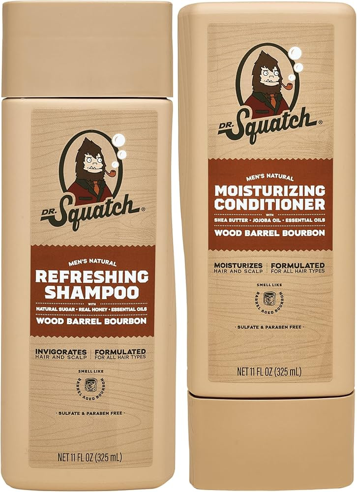 Dr. Squatch Natural Hair Bundle for Men - Healthy, Full Looking Hair - Wood Barrel Bourbon Shampo... | Amazon (US)
