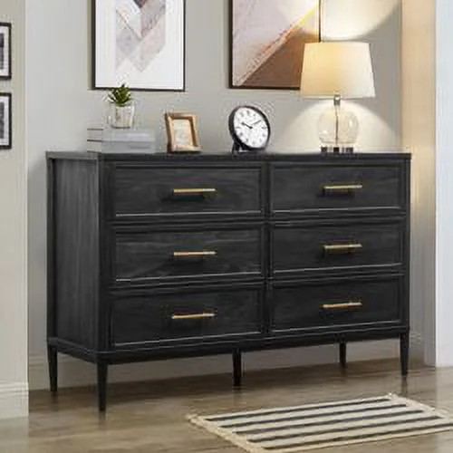Better Homes & Gardens Oaklee 6-Drawer Dresser, Charcoal Finish | Walmart (US)