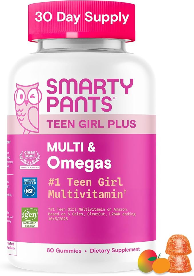 Amazon.com: SmartyPants Teen Girl Multivitamin Gummies, Omega 3 (DHA/EPA), Vitamin C, D3, B12, Vi... | Amazon (US)