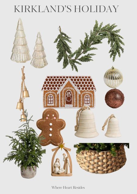 Holiday finds from Kirkland’s 🎄
Christmas decor, Christmas doormat, pine garland, woven tree collar, nativity set, ornaments. 

#LTKhome #LTKHoliday