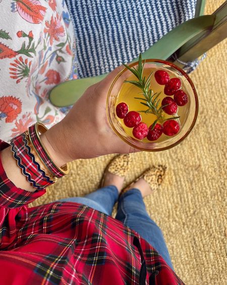 Cheers my dears! Toasting to a busy week working on lots of fun new holiday content — wearing my new @canvas_style bracelets from their tartan collection that launched today and a festive plaid top that I’m going to be rocking on repeat this season! #domestikatehappyhour 

#LTKSeasonal #LTKHoliday
