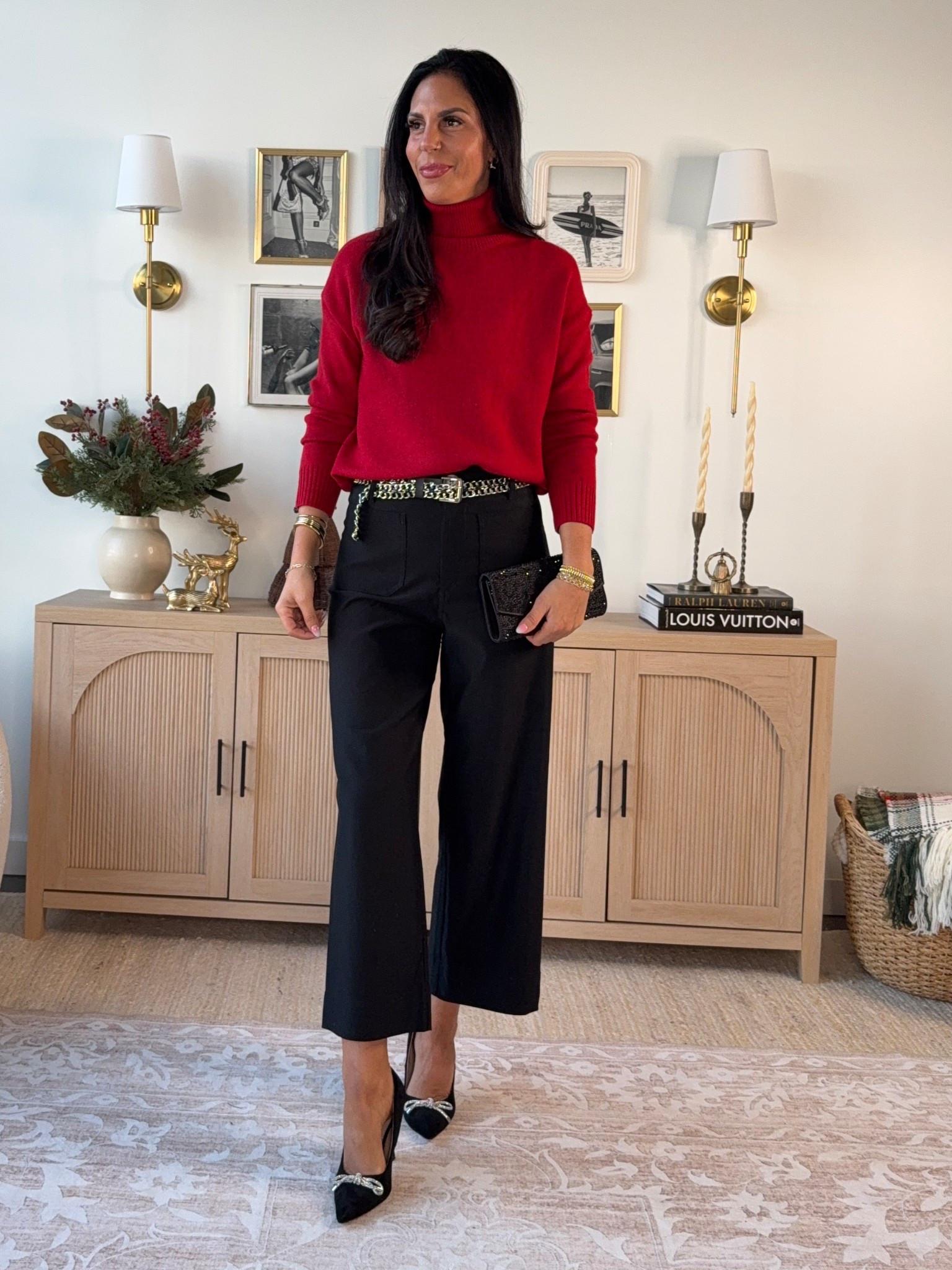 A look for less that has been a top seller for a long time!  These pants are insanely comfortable and tts. 
Pants- size 27 
Sweater- small 
Belt comes in gold and silver 

#LTKHoliday #LTKU #LTKCyberWeek