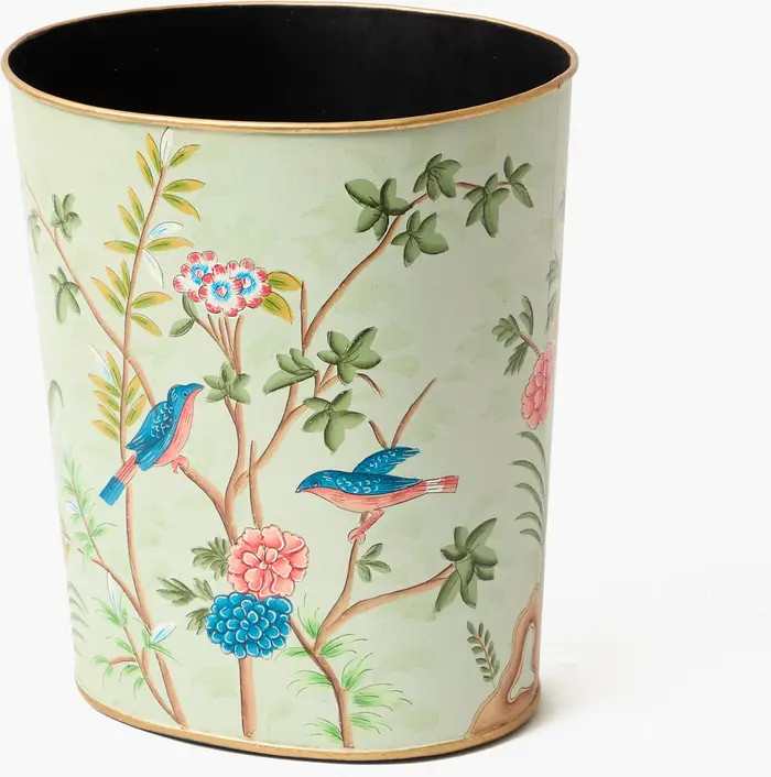 Green Chinoiserie Oval Tole Waste Paper Bin | Nordstrom
