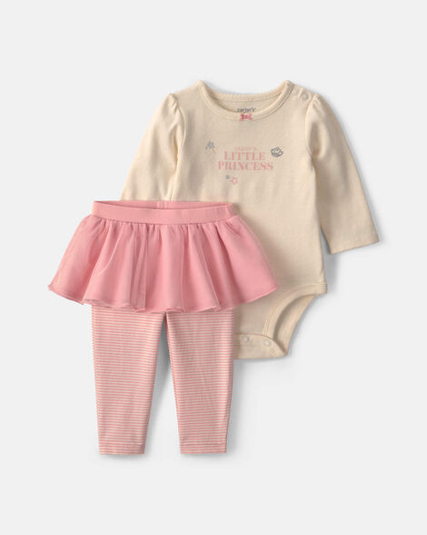 Baby Girl 2-Piece 'Daddy's Little Princess' Long-Sleeve Bodysuit & Tulle Pant Set - Pink/Cream | ... | Carter's Inc