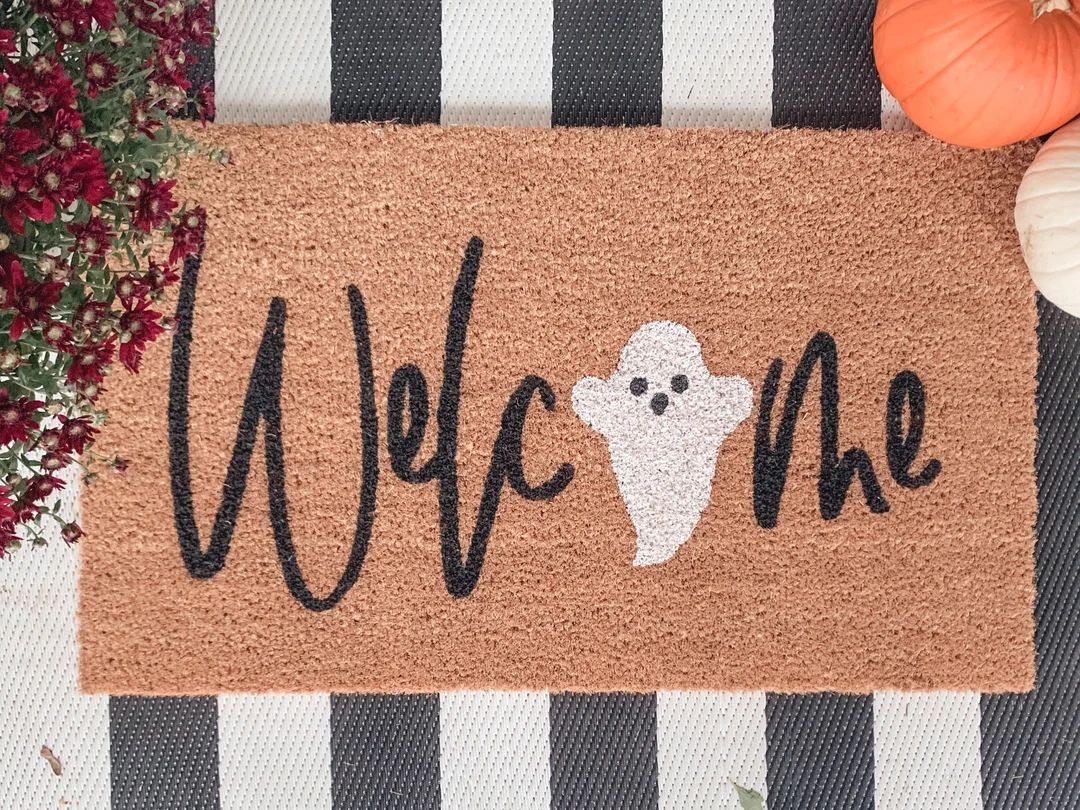Ghost Welcome Mat Doormat Door Mat Pumpkin Season Spooky - Etsy | Etsy (US)