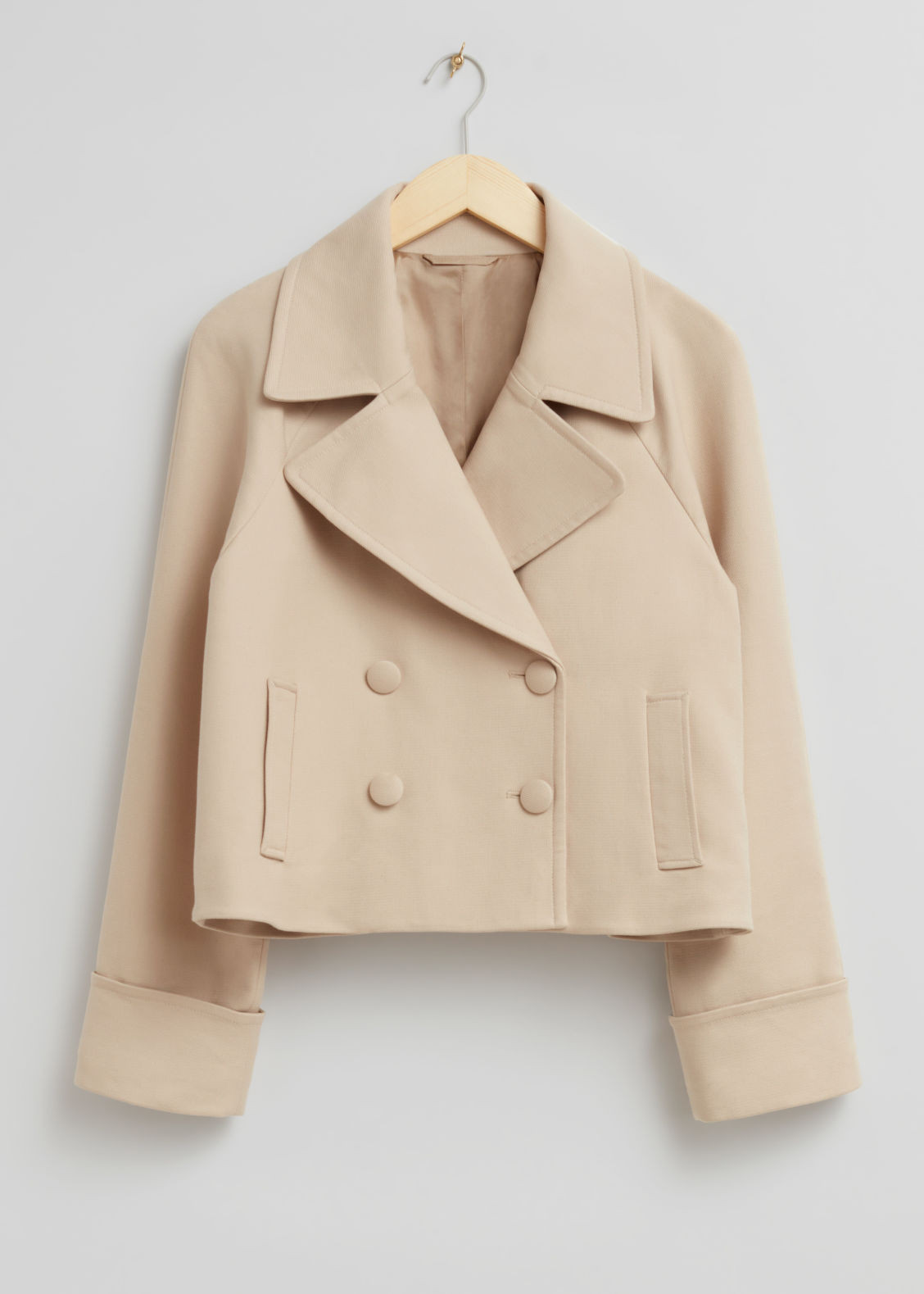 Relaxed Cropped Pea Coat - Beige | & Other Stories US