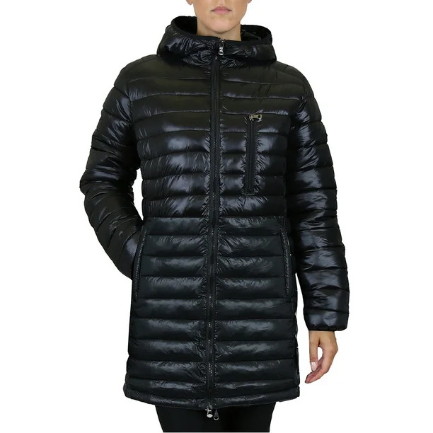GBH Womens Classic Long Puffer Jacket With Hood - Walmart.com | Walmart (US)