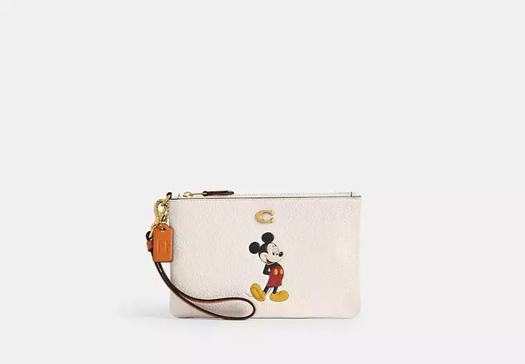 Disney X Coach Small Wristlet In Regenerative Leather With Mickey Mouse | Coach (US)