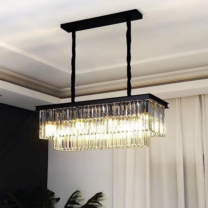 7PM Farmhouse Chandeliers for Dining Room 32 Inch Modern 6-Light Vintage Black Crystal Chandelier... | Amazon (US)