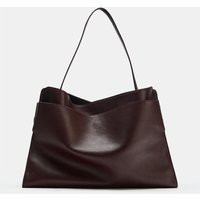 Zara - Maxi Leather Tote Bag - Burgundy Red - One Size Only - Woman | Zara UK