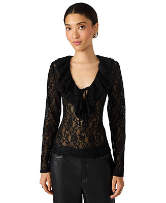 Steve Madden Women's Elvie Lace V-Neck Top - Macy's | Macy's