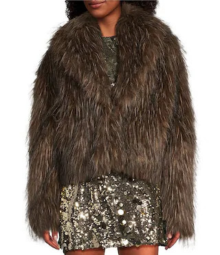 Faux Fur Shorter Length Jacket | Dillard's