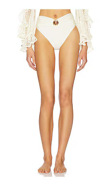 PatBO Jade High Waist Bikini Bottom in Off-white from Revolve.com | Revolve Clothing (Global)
