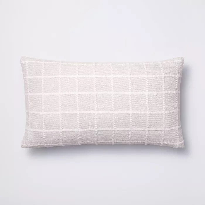 Oblong Woven Grid Decorative Throw Pillow Light Beige - Threshold™ designed with Studio McG... | Target