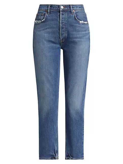 Agolde Riley Long High-Rise Straight Jeans | Saks Fifth Avenue
