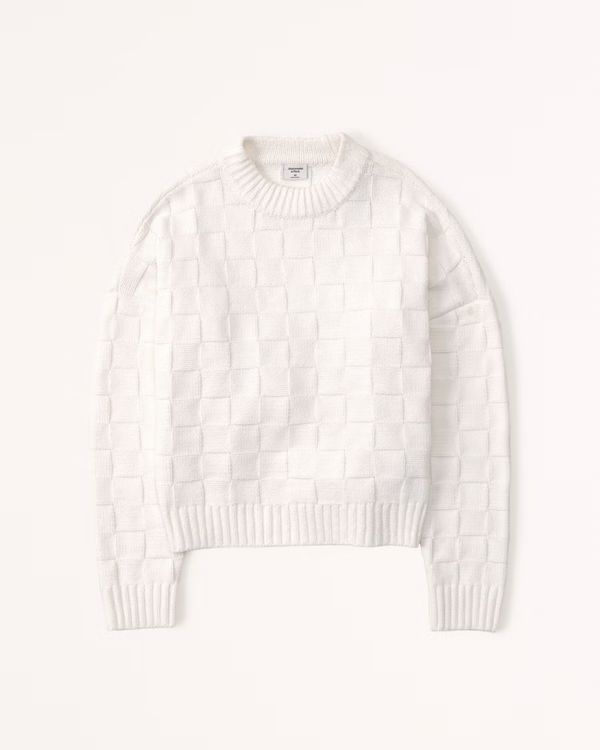 Women's Chenille Checkerboard Crew Sweater | Women's New Arrivals | Abercrombie.com | Abercrombie & Fitch (US)