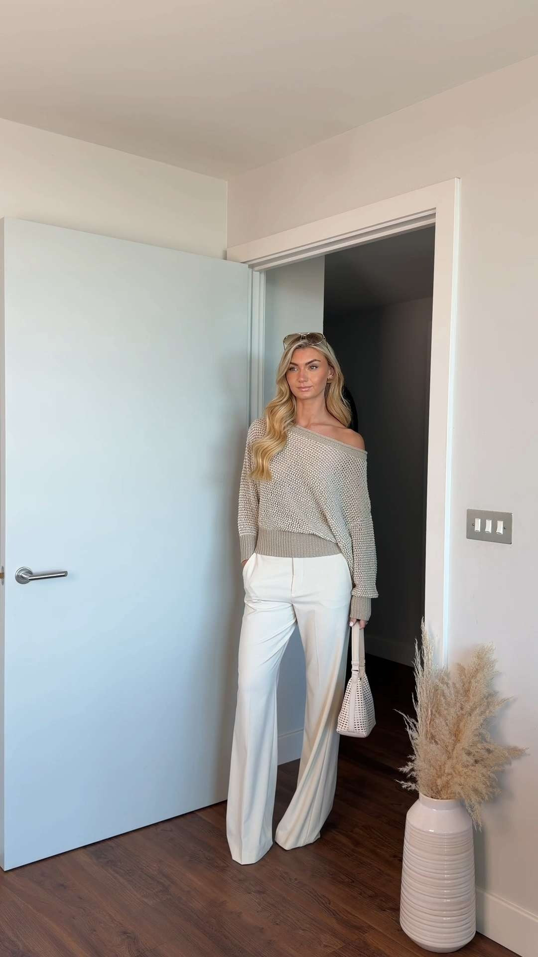 Quite possibly one of my favourite outfits I've ordered recently!! The tones together are DIVINE. Such a versatile outfit that looks effortless, sophisticated and well-dressed. 

Fab for...
• brunch outfit
• smart casual outfits
• summer outfits
• brunch outfit
• spring outfits
• shopping day out
• casual dinner outfit
• drinks outfit




| woven crochet bag, gold sunglasses, straight leg trousers, wide leg trousers, off shoulder knit top, beige outfit, neutral outfits, minimal style, effortless style, quiet luxury, how to style, styling tips, spring outfit ideas, summer fashion, cream trousers, cream bag.| 

 #LTKuk #LTKspring #LTKsummer