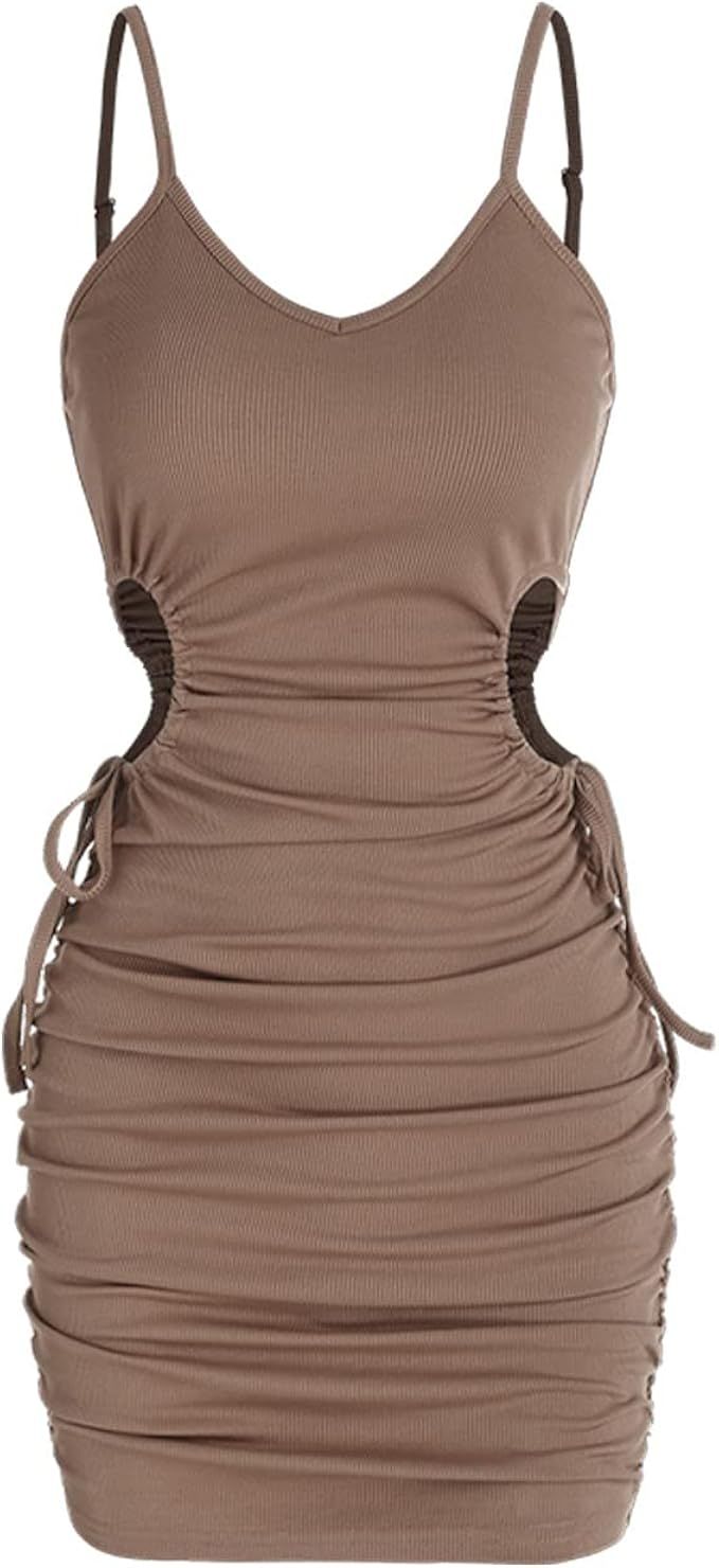 ZAFUL Women's Sexy Spaghetti Strap Bodycon Dress, Mini Party Club Night Out Dress | Amazon (US)