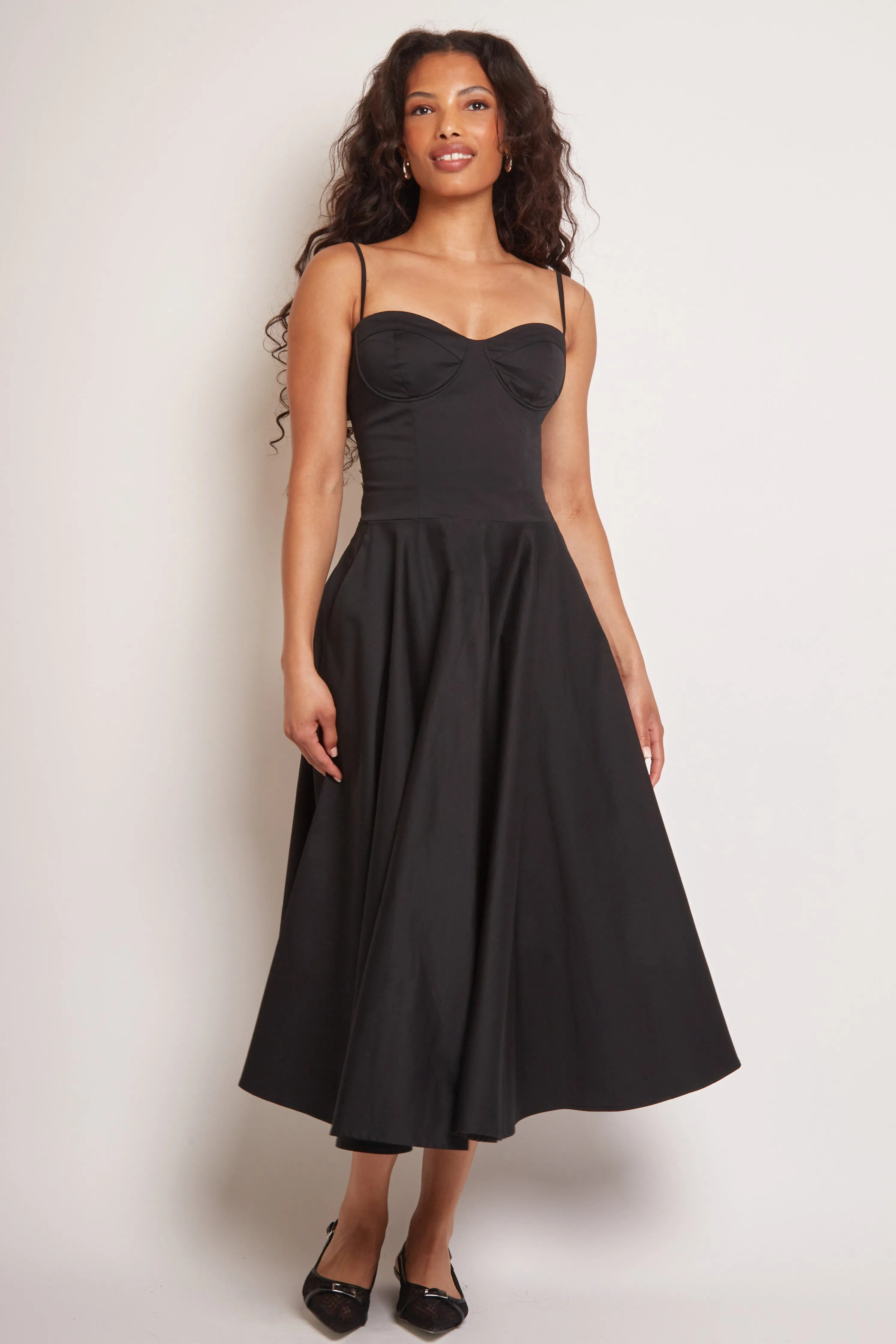 Black Jaded Rose Cotton Bustier Midi Dress | Debenhams | Debenhams UK