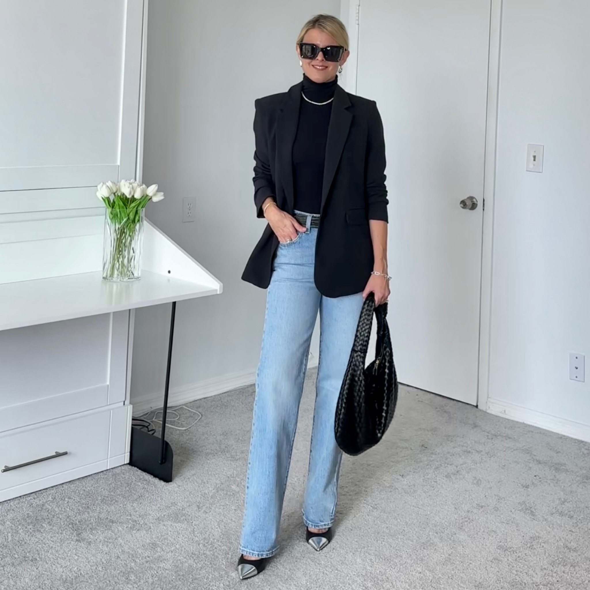 These jeans are reasonably priced and one of my favorite pairs.   
Summer to fall transitional outfit.     


Bodysuit true to size
Jeans true to size
Blazer true to size
Necklace length 16 

#LTKSeasonal #LTKFind #LTKunder100