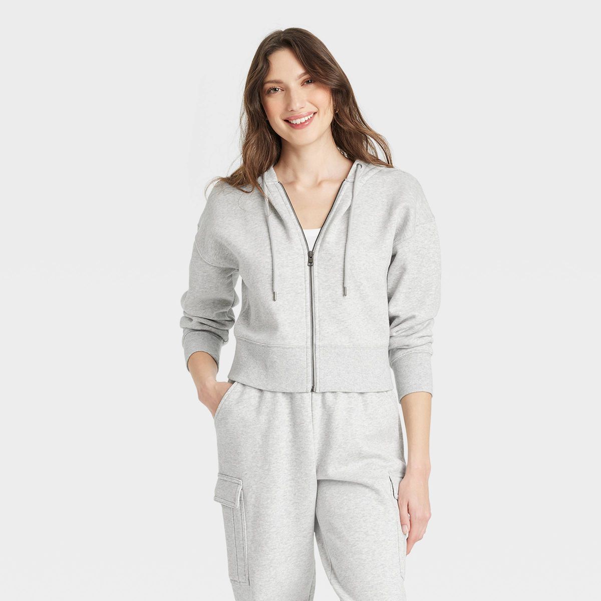 Women's Cropped Hooded Zip-Up Sweatshirt - Universal Thread™ | Target