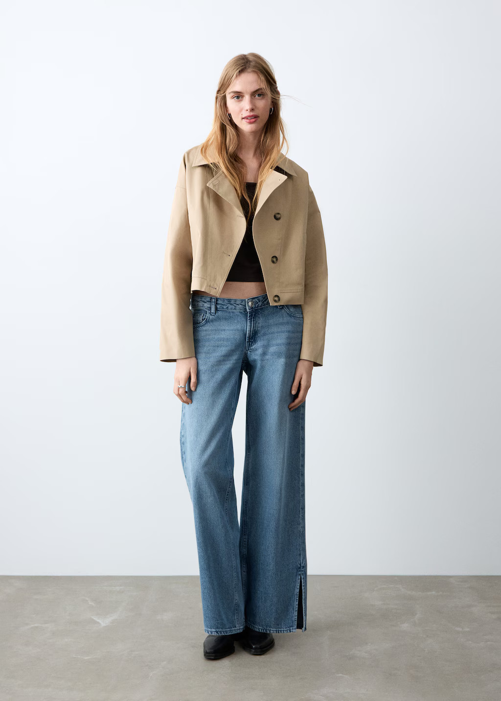 Double-breasted cropped trench beige - Teenage girl - S - MANGO TEEN | Mango (US/MX/AU)
