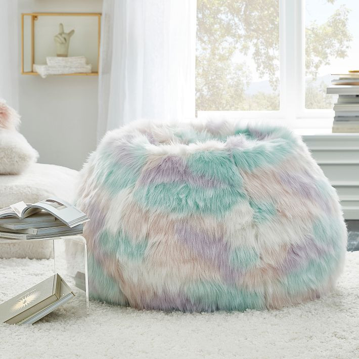 Unicorn Faux Fur Bean Bag Chair Slipcover + Insert Set, Medium | Pottery Barn Teen