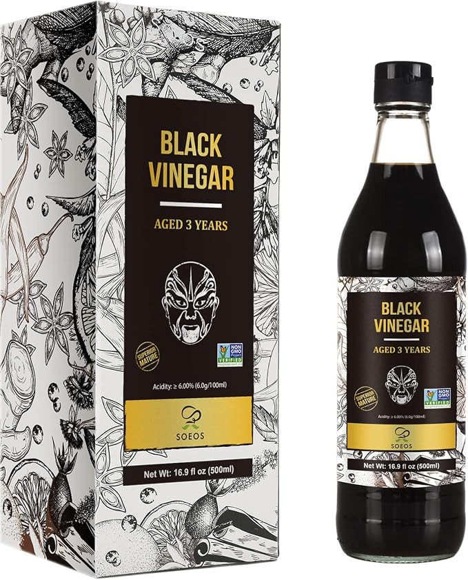 Soeos Chinkiang Vinegar 16.9 fl oz (500ml), 3 Years Aged, Naturally Fermented, Mature Aged Black ... | Amazon (US)