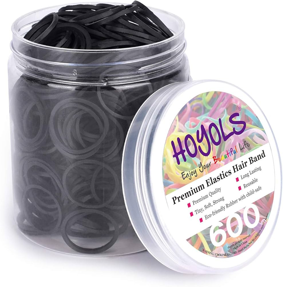 3/4” Inches Black Hair Rubber Bands for Hair Ties Small Elastics Bands Large Hair Braiding Pony... | Amazon (US)