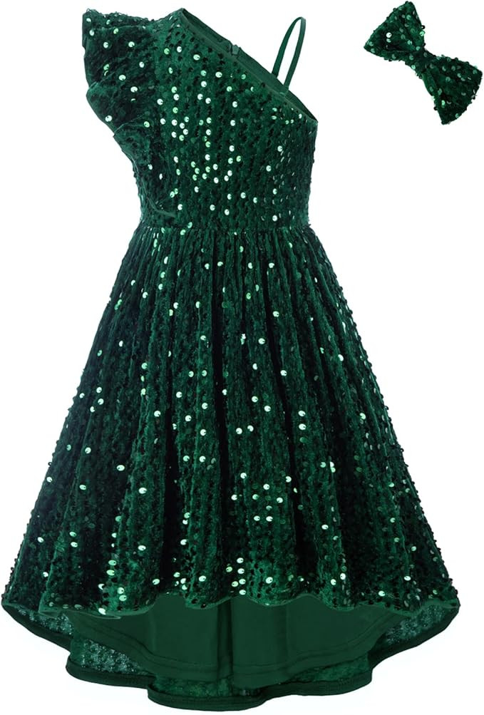 GRACE KARIN Girls One Shoulder Sequin Dress High Low Party Dress for 5-12Y | Amazon (US)